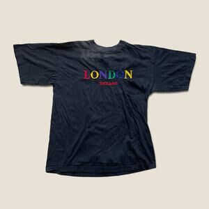 Black Vintage London England stitched tee size large